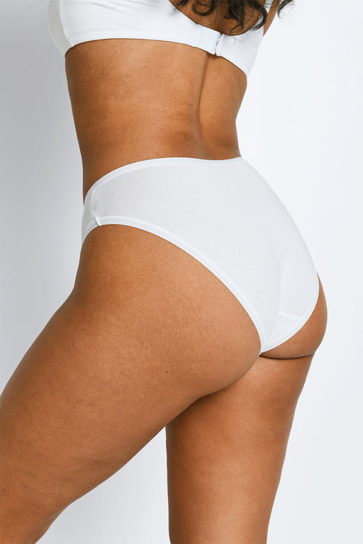 Cotton High Leg Knickers 3 Pack--White