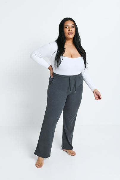 Missguided Petite loungewear co-ord fluffy ribbed legging in grey