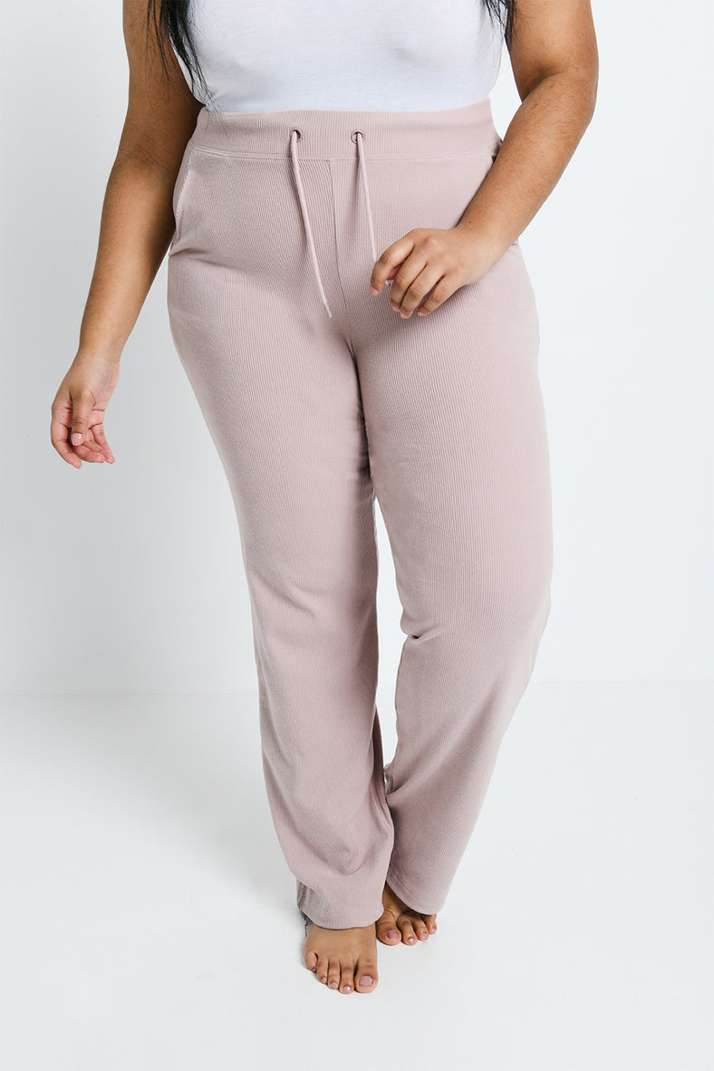 Curve Wide Leg Lounge Trousers--Pink