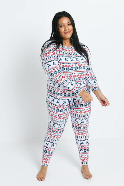 Curve Soft Touch Pyjama Set--White Christmas Print