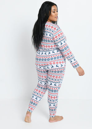 Curve Soft Touch Pyjama Set - White Christmas Print
