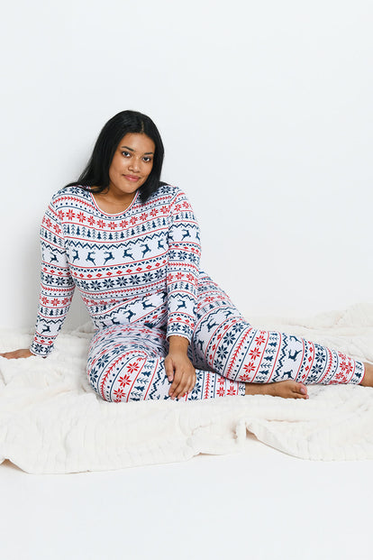 Curve Soft Touch Pyjama Set - White Christmas Print