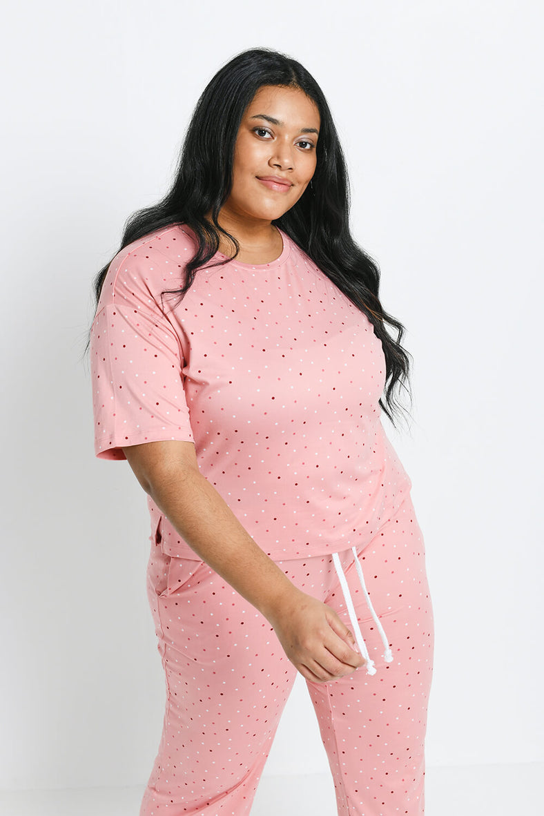 Curve Soft Touch Pyjama Set--Pink Dot