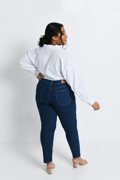 Curve Slim Fit Mom Jeans - Dark Blue