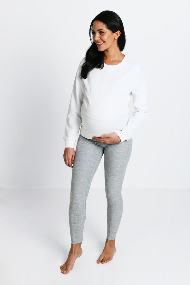 Maternity Luxe Loungewear Leggings--Light Grey Marl
