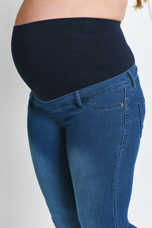Maternity Cropped Jeggings--Mid Blue