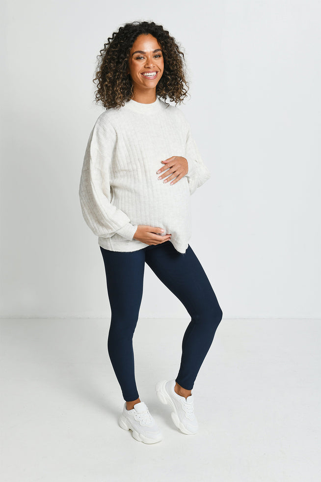ASOS DESIGN Maternity over the bump band leather look leggings in black