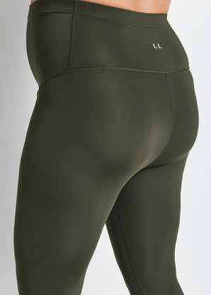 Maternity Focus Cropped Sports Leggings - Olive Green