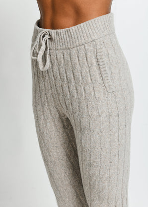 Cable Knit Joggers - Beige