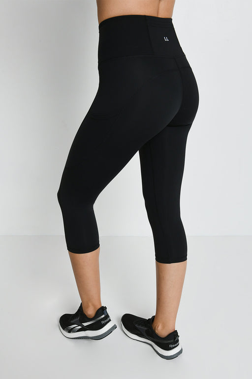 Energise Cropped High Waisted Gym Leggings--Midnight Black