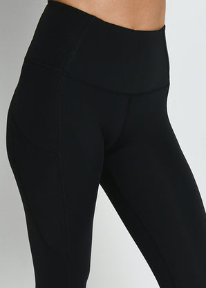 Energise Cropped High Waisted Gym Leggings - Midnight Black