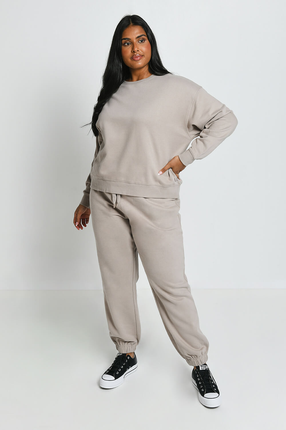 Plus Size Oatmeal Beige Everyday Comfy Joggers LOVALL