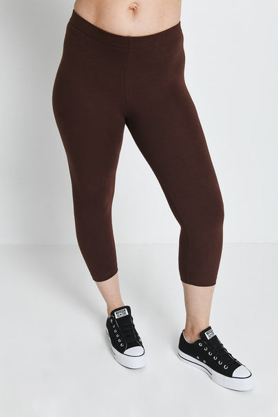 Everyday Cropped Leggings--Chocolate Brown
