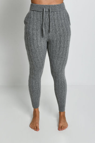 Cable Knit Joggers--Grey