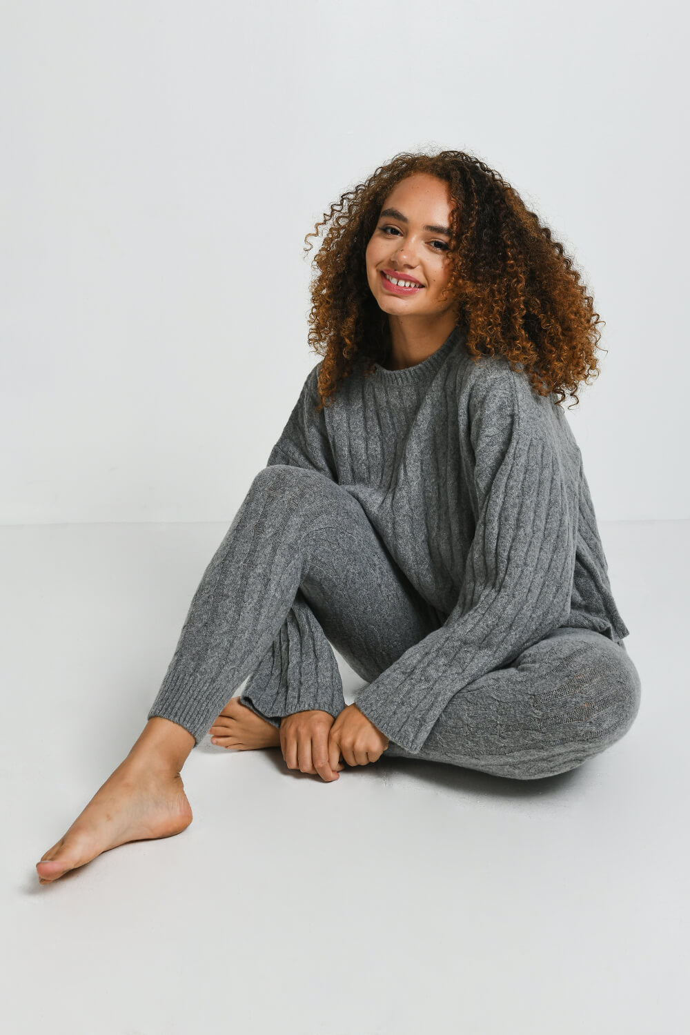 Grey Cable Knit Set LOVALL