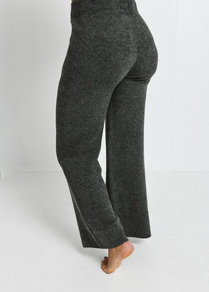 Calme' Grey Knitted Trousers  Flared Leg High-Waisted Pants – LA Space