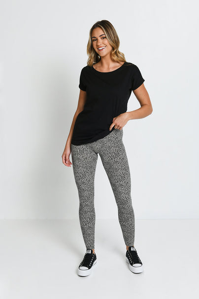 Leggings With Leopard Print All Over Grey Yoga Pants Animal Skin