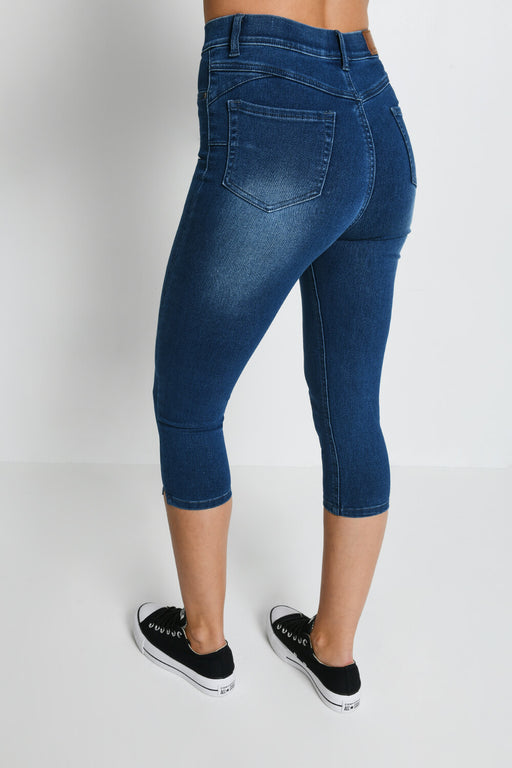 Cropped Jeggings--Mid Blue