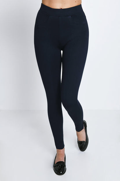 Buy Styli Women's Navy Blue 4 Way Stretch Solid Skinny Cropped Treggings  online