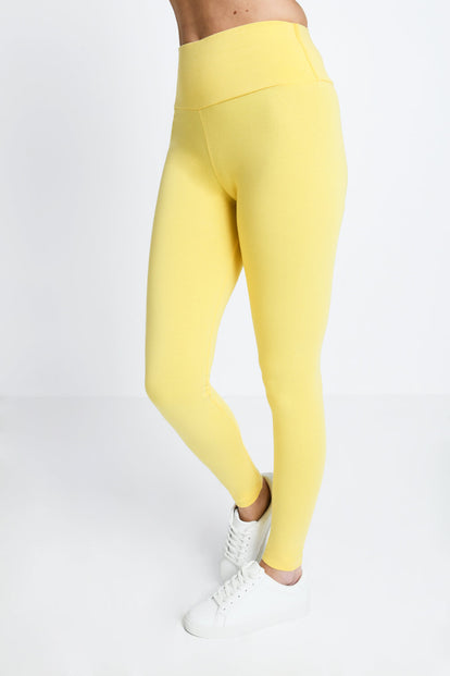 Everyday High Waisted Leggings - Pastel Yellow
