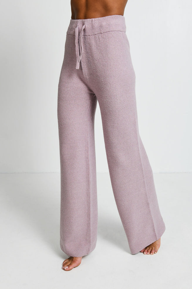 Knit Wide Leg Lounge Trousers - Pink
