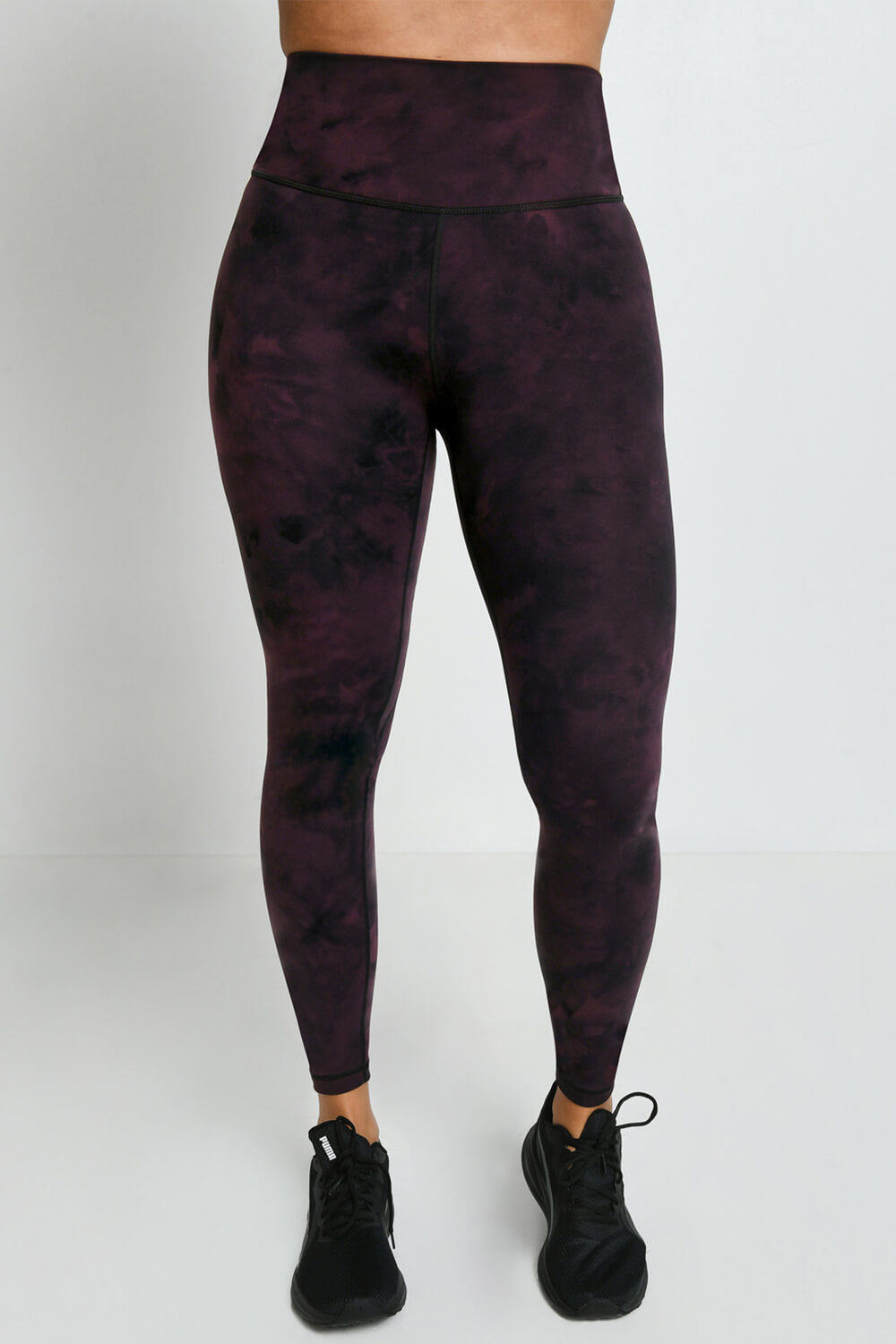 High Waist Black Legging - Marbled Purple