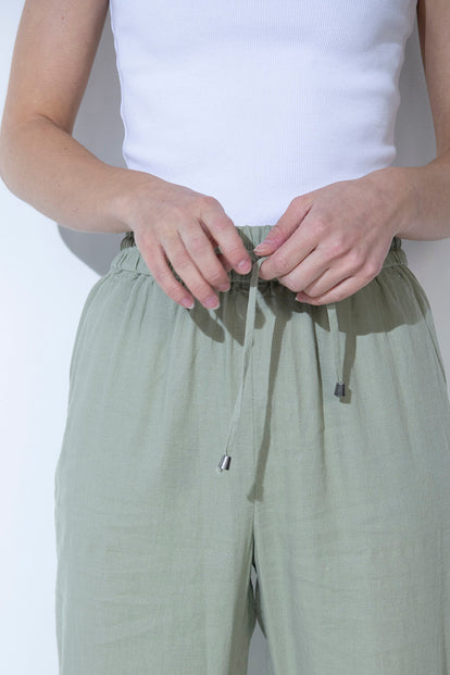 Everyday Linen Trousers - Sage Green